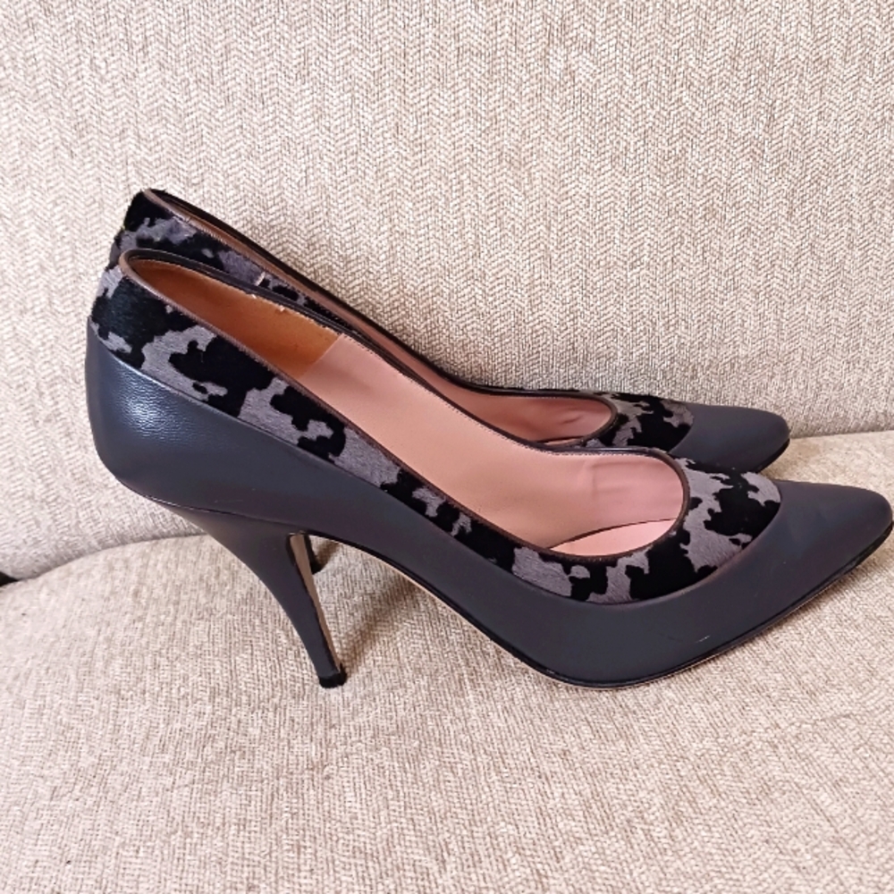 Salvatore Ferragamo leather and calf hair stiletto shoes
